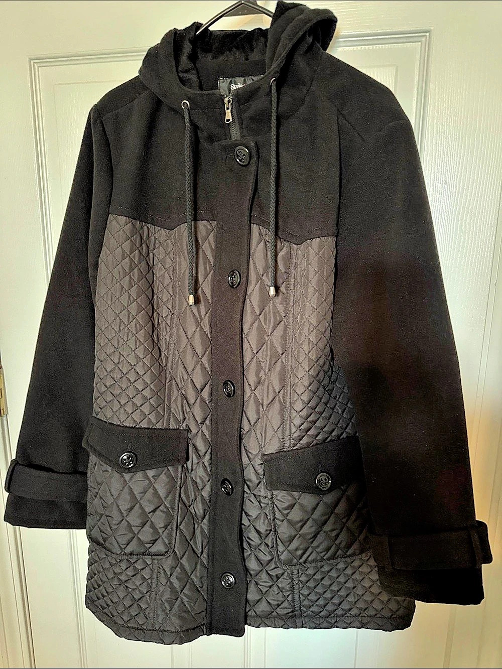 Style&Co Quilted Hooded Jacket in Black Like New